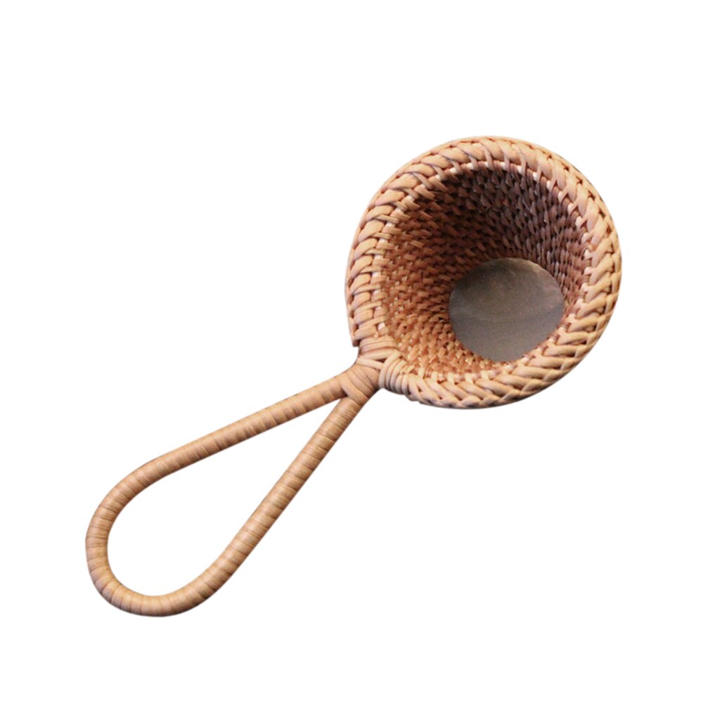 Loose Tea Leaf Strainer Filter Long Handle Rattan Tea Infuser Basket Mesh