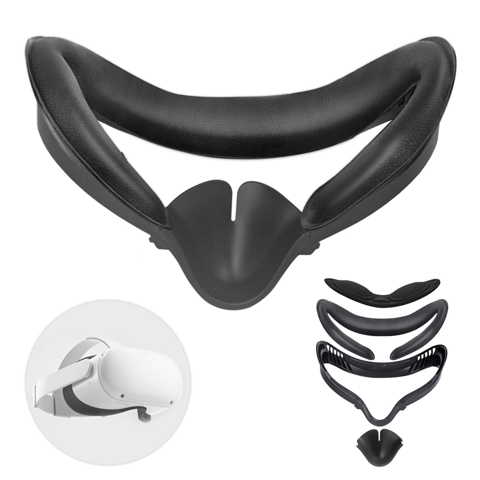 Vr Facial Leather Cover Voor Oculus Quest 2 Vervanging Ademend Pu/Siliconen Gezicht Pad Kussen Zweet-Proof Vr helm Eye Pad