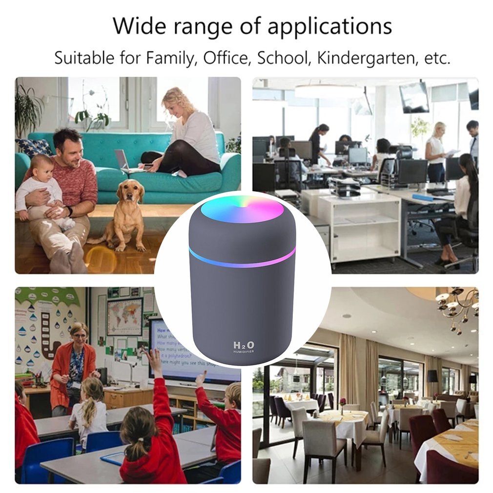 Mini Humidifier Bedroom Office Living Room Portable Low Noise Diffuser Atmosphere Light Mist Sprayer Humidifier