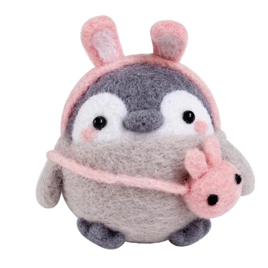 Craft Penguin Felting Kit Foam Mat 100% Wool Children's Day Festival