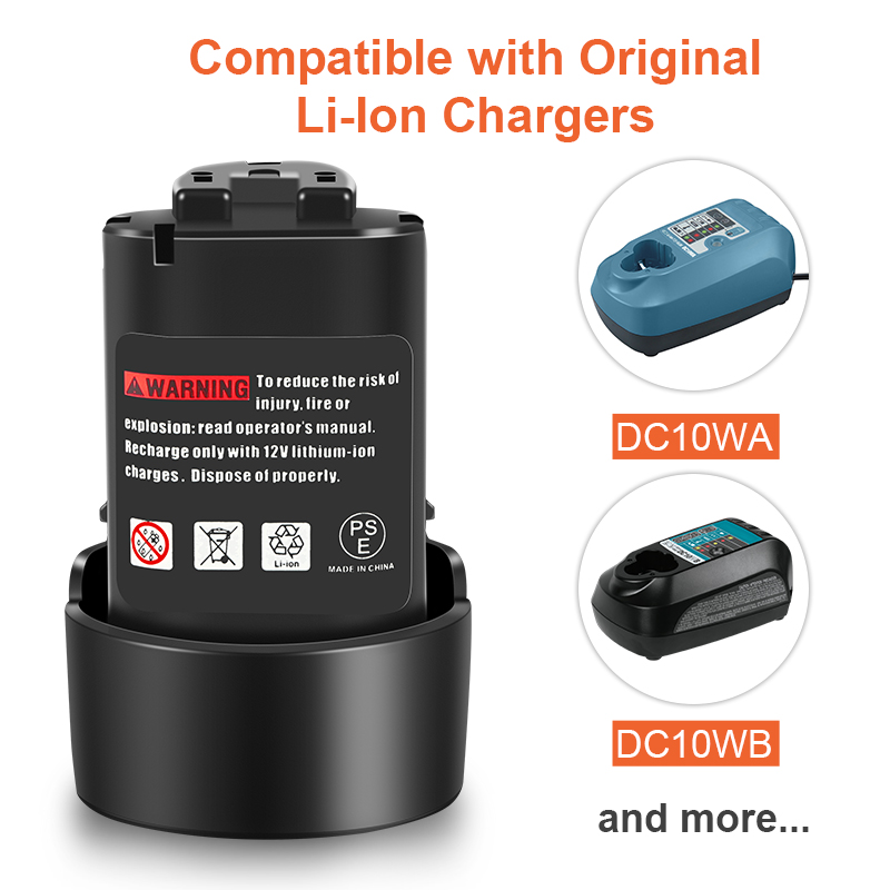2 stk 10.8v 3.0ah li-ion oppladbare batterier til makita 3000 mah  bl1013 bl1014 lct 203w 194551-4 194550-6 um164dw elektroverktøy