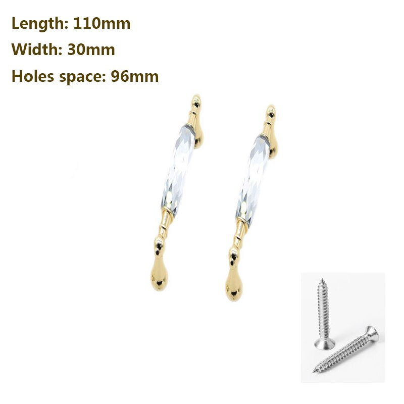 Moderne K9 Kristal Handvat Gouden Pulls Chrome Metalen Knoppen Lade Kast Deur Schoenenkast Handvat Kabinet Handvat Kast Handvat: 3pcs 110mm white
