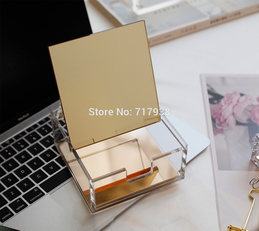 Acrylic Storage Box with Mirror +solar energy Calculator Desk Kit: StorageBox