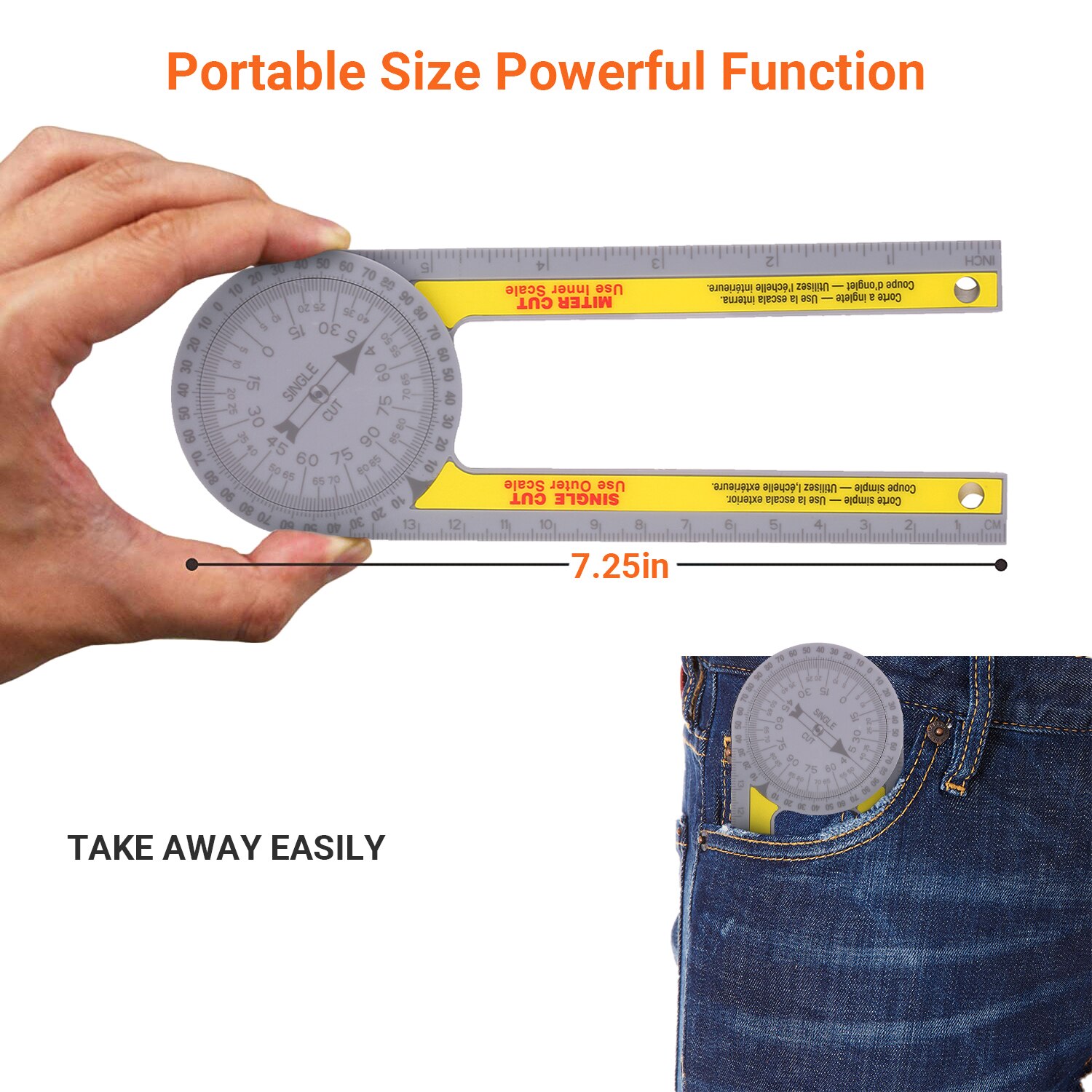 Miter Saw Protractor Angle Measuring Transfer Rule Angle Gauge for Carpenters ABS Metric Ruler Renovation Work Home Improvement