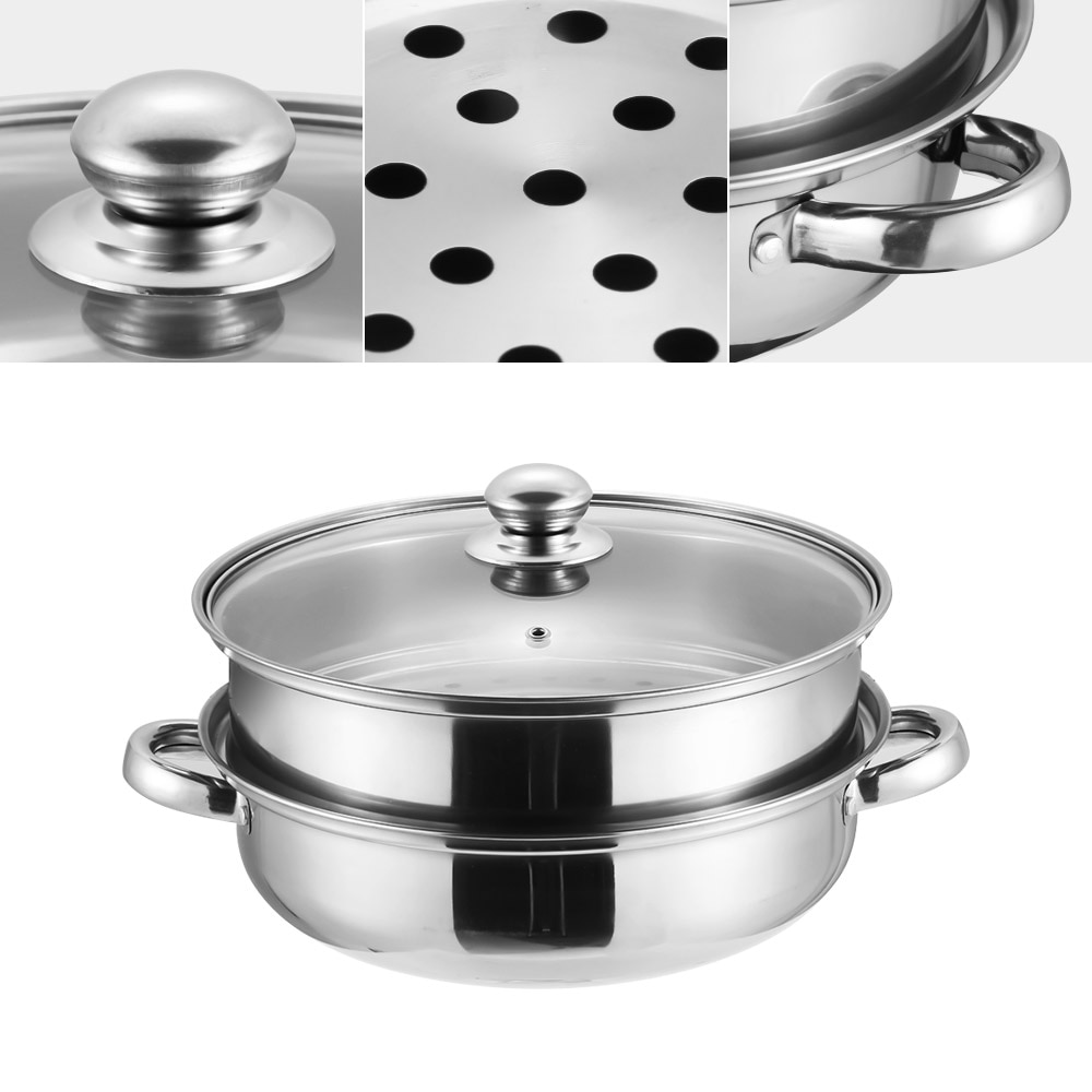 Edelstahl Dampfer Topf Dicke Doppel Schicht Suppe Topf Doppel-ohr Dampf Herde Cookerware Töpfe für Induktion Herde Gas Herde