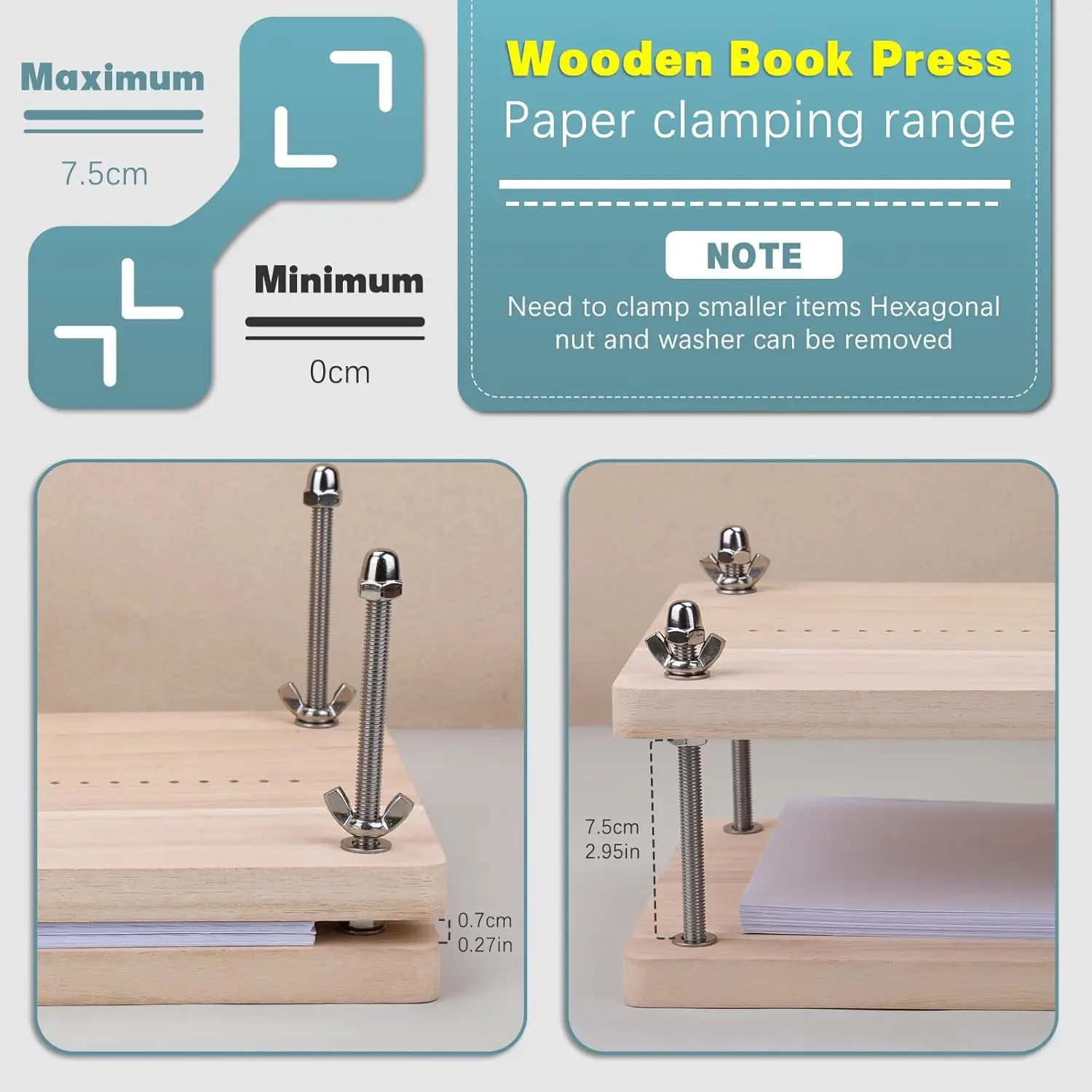 KAOBUY Book Binding Kits Book Press Bookbinding Materials Repair Kit with Cloth Bone Folder Awl Needles Wax Thread for Binding