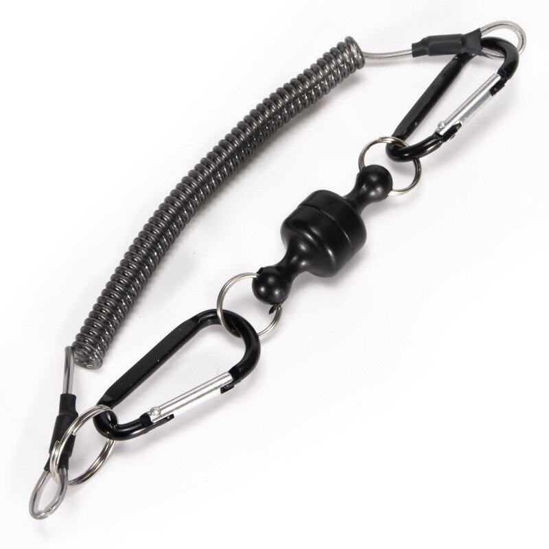 Strong Magnetic Net Quick Release Clips Net Holder with Fishing Coil Lanyard Carabiners for Fly Fishing Net Fish Tackle Tools