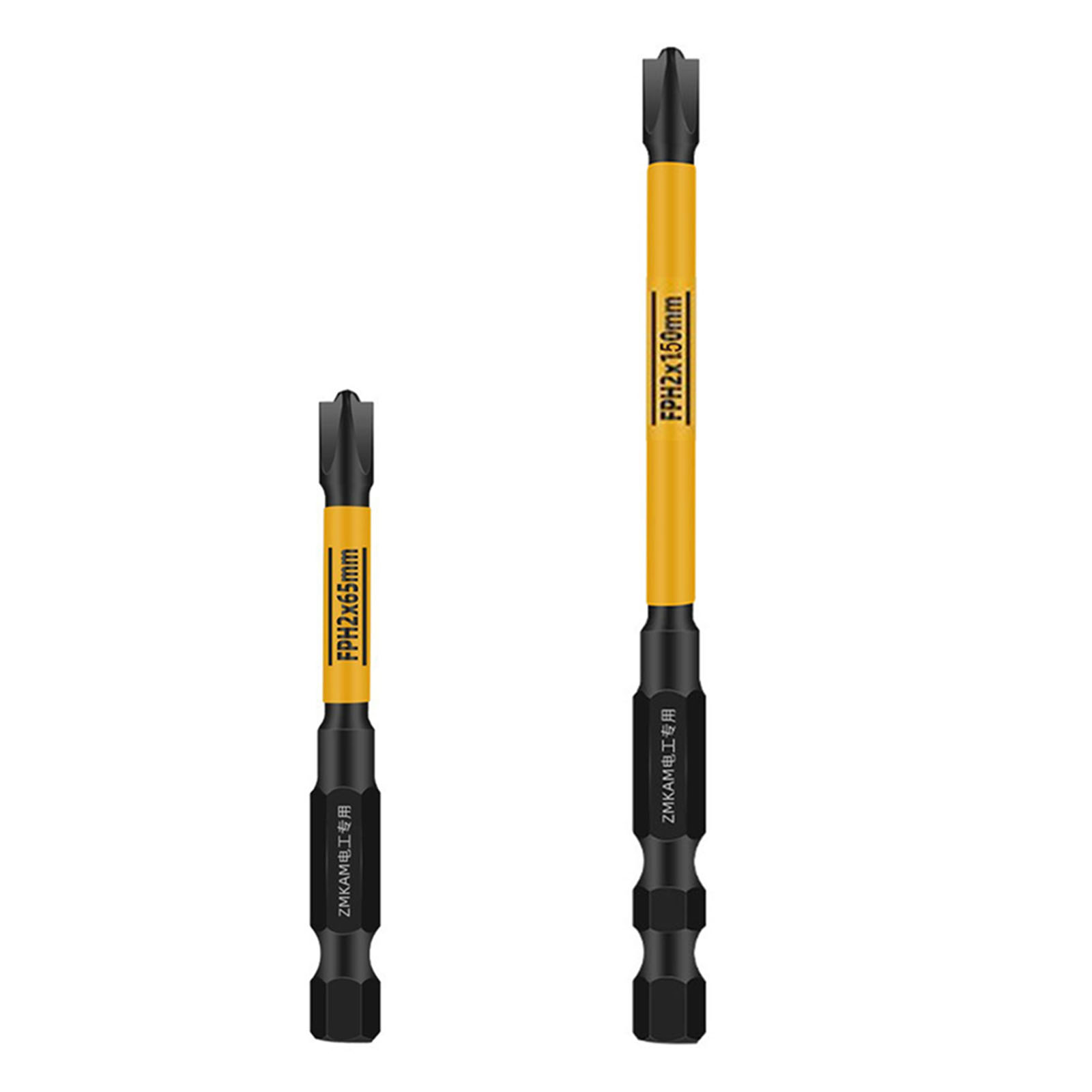 Magnetic Screwdriver Bit Nutdrivers FPH2 FPH2 65 110/150mm Electrician Special HRC60 Hardness Cross Impact Screwdriver Bits Tool: Yellow