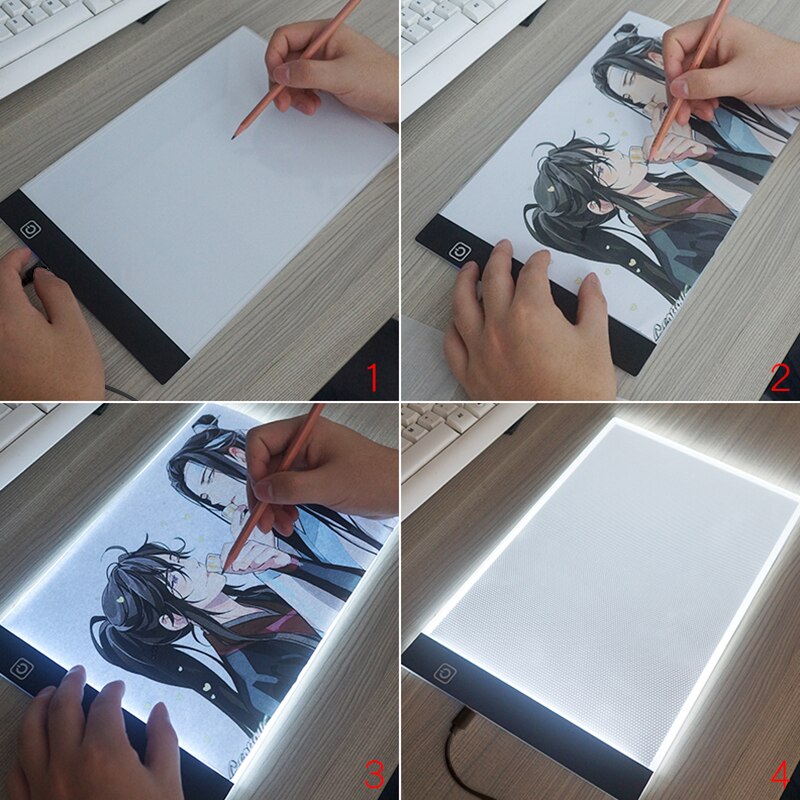 A4 Size Dimmable LED Drawing Board Acrylic Eye Protection Sketch Board USB Chargeable Smart Touch Painting Educational Toys HWC