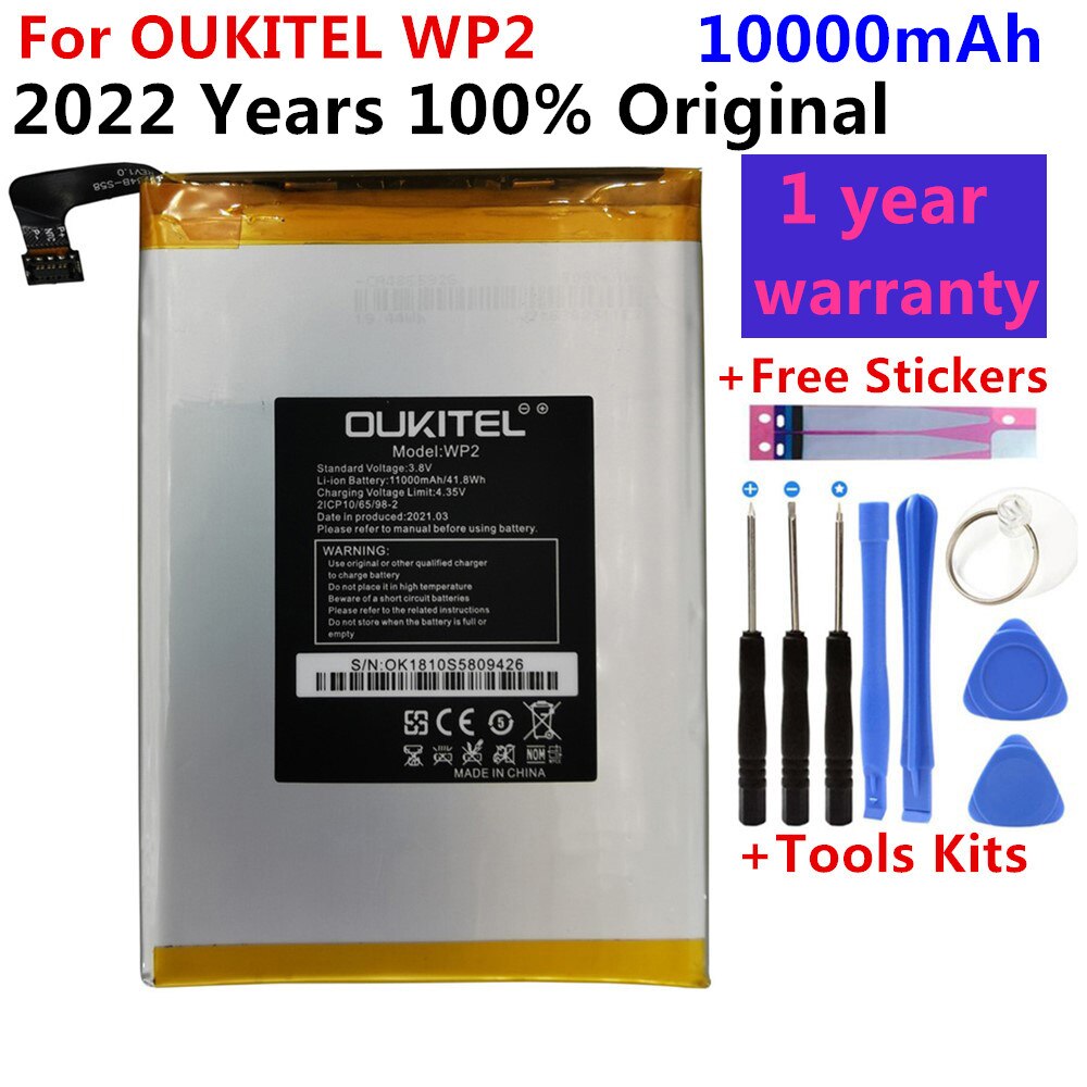 Batterie 100% originale pour OUKITEL WP2, 10000mAh, avec outils