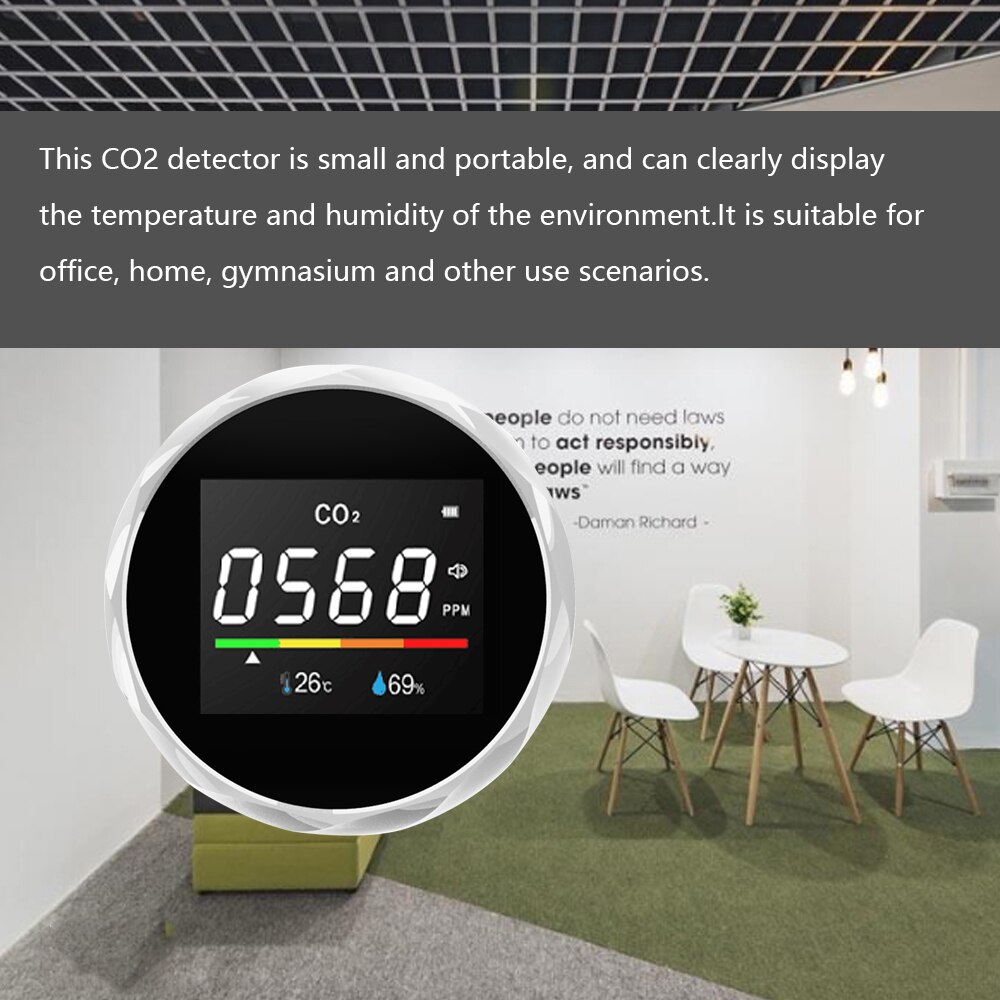 Zn -2 co 6 bærbar  co2 detektormåler husstands gasanalysator luftmoniter kuldioxid sensor temperatur fugtighedstester