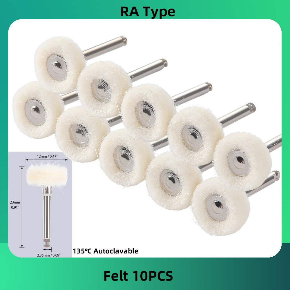 10 stk/pakke tandpoleringsbørster filt/cashmere/bomuld  hp2.35mm,3/32 ": Rosenrød