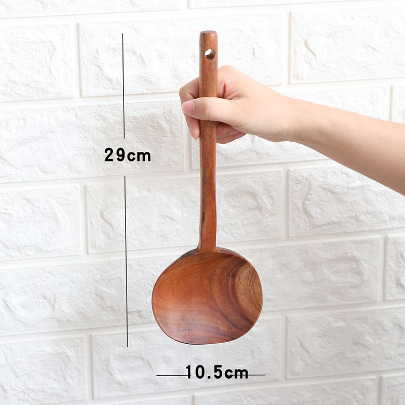 Trä i japansk stil rör lång skopa stor soppa ris sked kök porslin kaffe honungsskedar: 29 x 10.5cm
