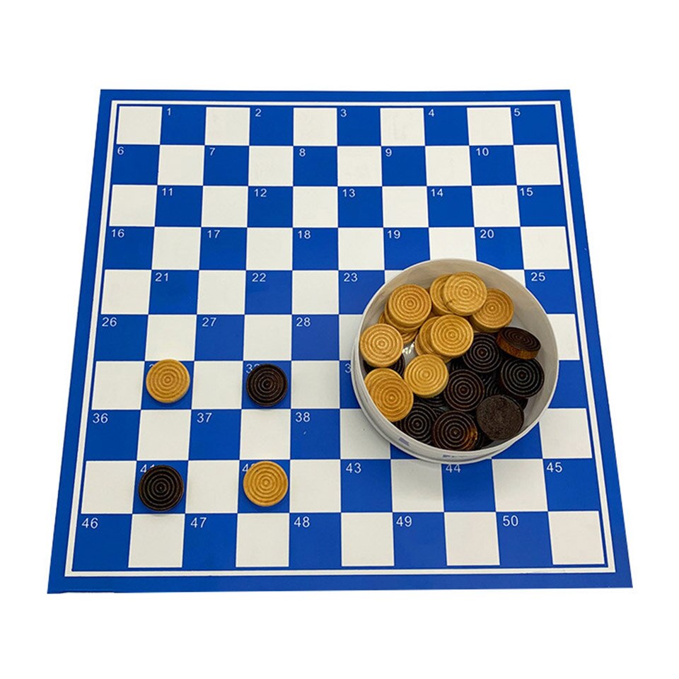100 Cells PVC Checker Chessboard Wooden Chess Pieces Set 41*41cm Folding Checkers Chess Game Board BSTFAMLY T6