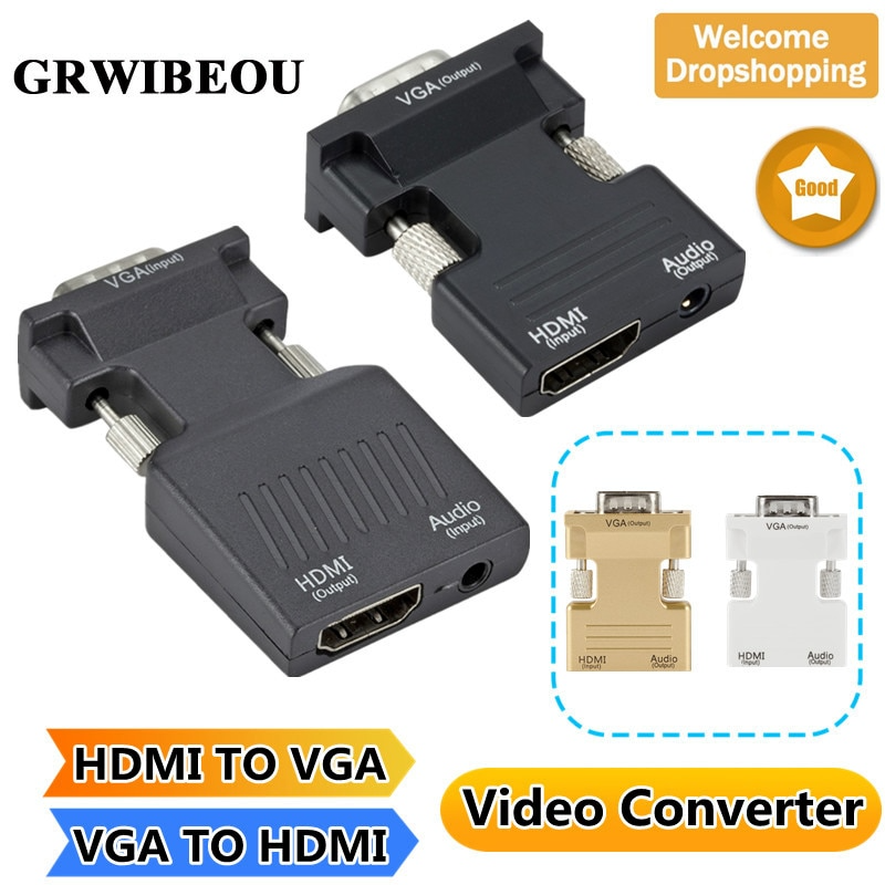 HDMI zu VGA Video Konverter Adapter 1080p VGA zu HDMI Adapter für PC Laptop zu HDTV Projektor Video Audio HDMI-kompatibel zu VGA