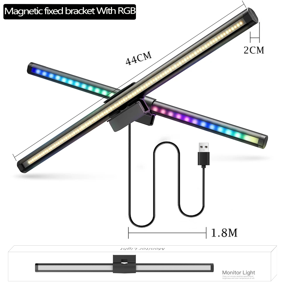 Lâmpada de mesa led para cuidados com os olhos, barra de luz para monitor de pc, tela rgb, barra de luz com escurecimento contínuo, lâmpada de mesa suspensa para leitura: Branco