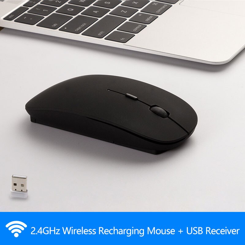 Wireless Mouse USB Receiver Rechargeable Mice for xiaomi/Dell/Hp/Lenovo/Acer/Asus Silent Bluetooth Mouse for Computer Laptop Pc: Wireless black