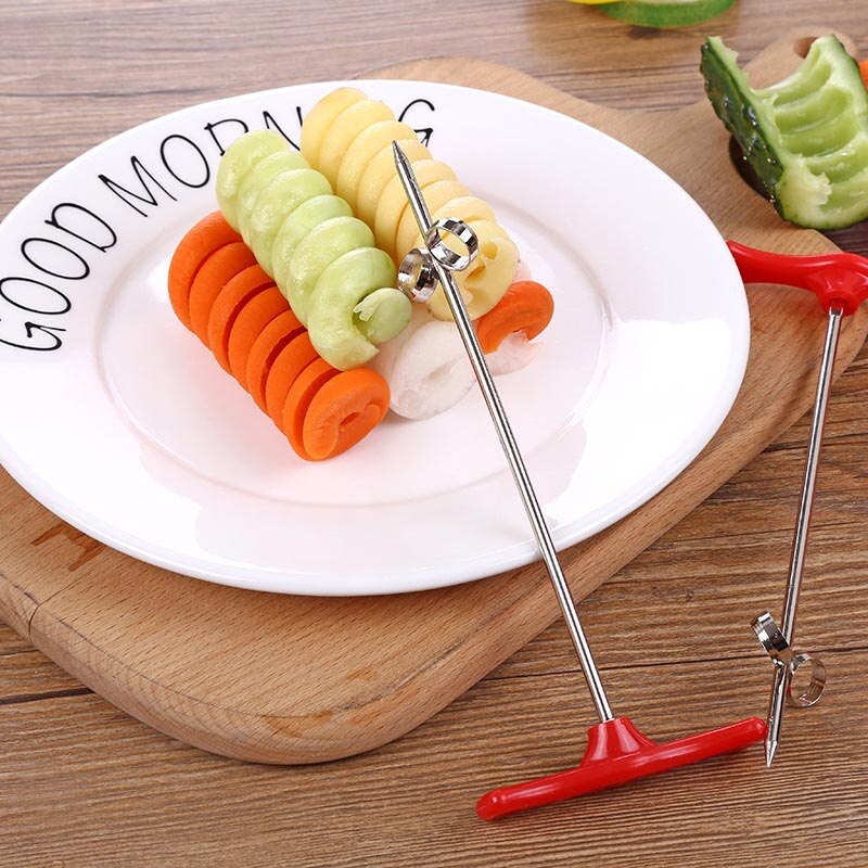 1PC Vegetable Spiral Knife Carving Tool Potato Carrot Cucumber Salad Chopper Manual Spiral Screw Slicer Cutter Spiralizer Gadget