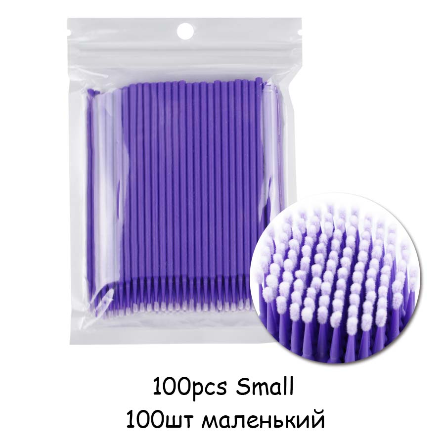 50/100pcs Disposable Micro Brushes Applicators Micro Brush Dentistry Odontologia Extension Cleaning Swabs Lash Lift Glue Remover: 100 pcs purple