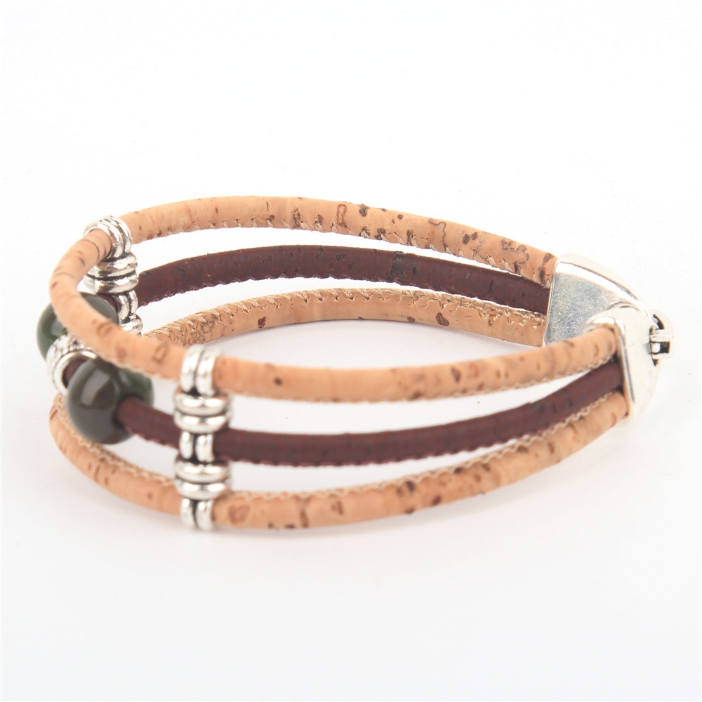 Perles en céramique de liège naturel femmes bracelet fait main original femmes bijoux en bois BRW-026