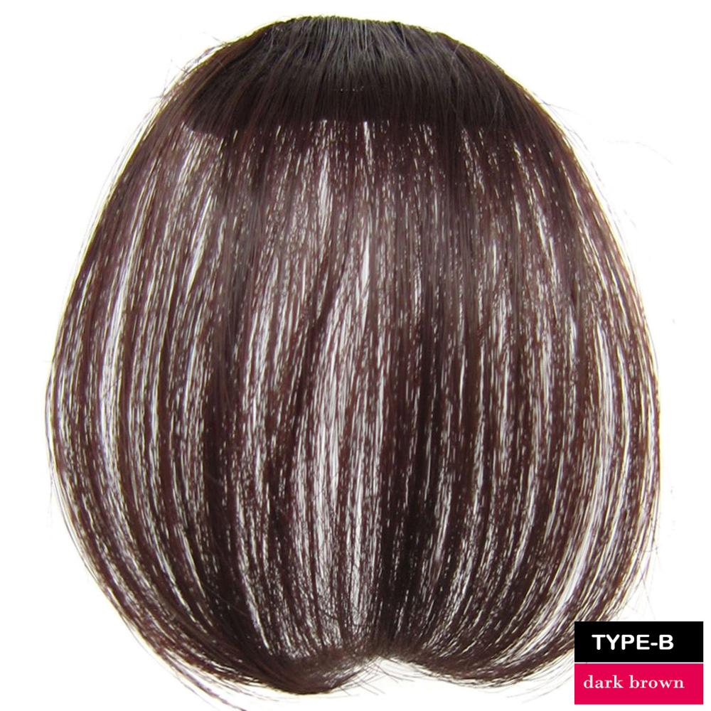 Damskie słodkie grzywki klipsy robić przedłużania włosów naturalne i niewidoczne syntetyczne treski: B-drak brązowy