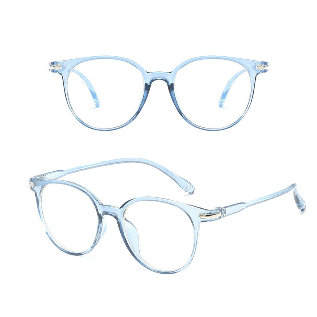 Zilead Fashionable Reading Glasses Flat Lens Artistic Decorative Spectacles Comfortable Light Blue Film Optical Glasses Unisex