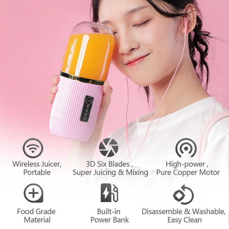 Licuadora portátil, batería externa recargable USB, exprimidor, taza de 4000MAH, 6 hojas, limón, verdura, fruta, bebé, batidora eléctrica, Licuadora