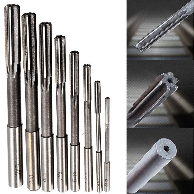 8pcs/set HSS H7 Machine Reamer Straight Shank Chucking Reamers Set Cutter Tool 3/4/5/6/7/8/9/10mm