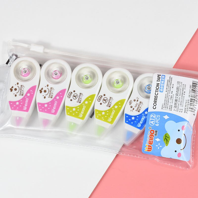 A12 Mini cinta correctora blanca 6 unids/bolsa escuela suministros de oficina estudiante papelería oficina Accessoeis