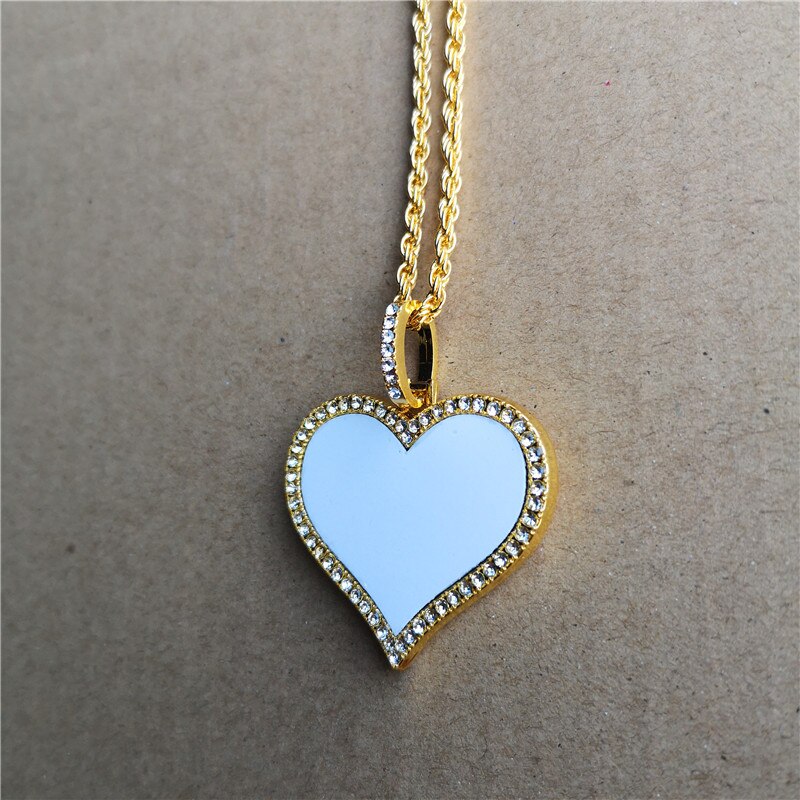 sublimation blank round shape wings necklaces pendants transfer printing blank jewelry consumables 3pcs/lot: heart-gold