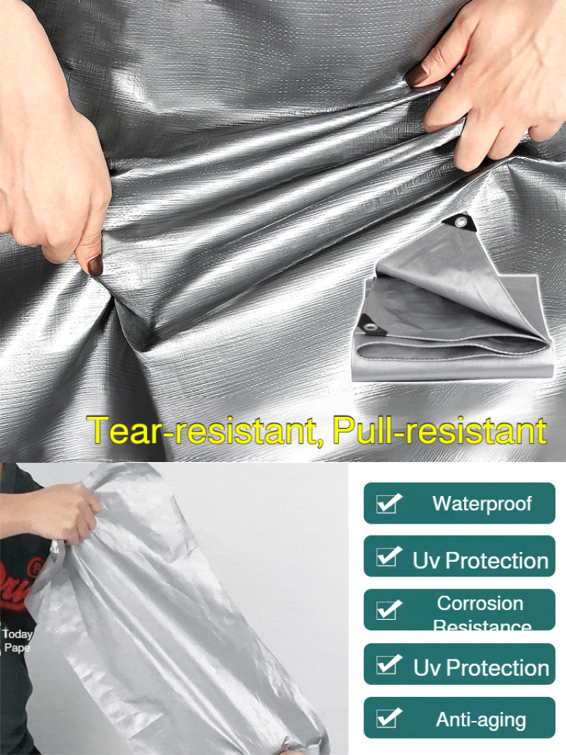 Kuorma-auton ulkokäyttöön tarkoitettu aurinkosuojakangas, vedenpitävä kaksinkertainen hopeinen aurinkosuojakangas, paksunnettu pressu, sateenkestävä kangas, paksunnettu aurinkosuoja