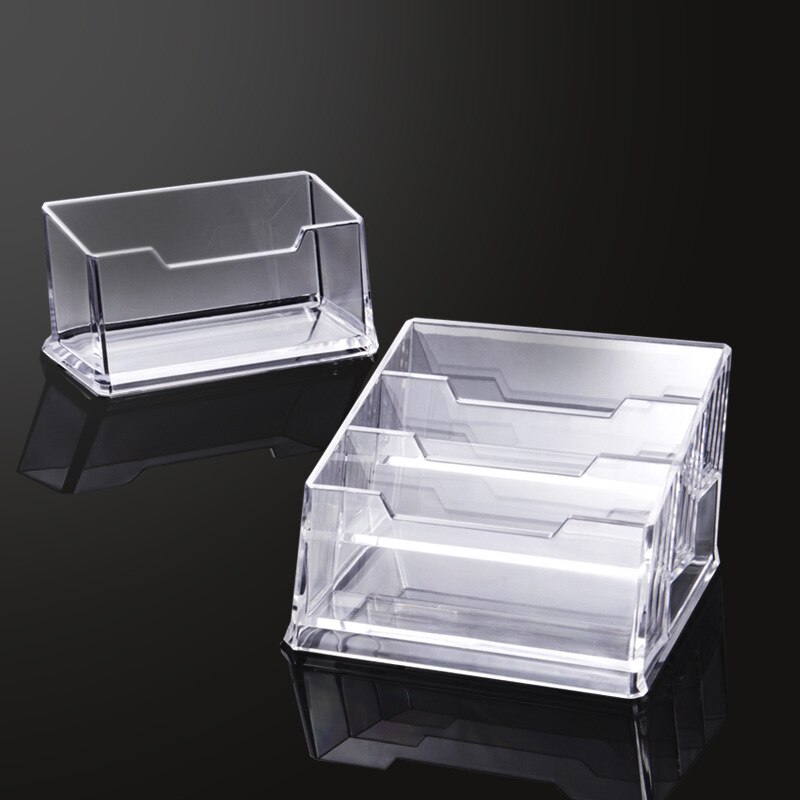Clear Desk Shelf Box Storage Display Stand Acrylic Plastic Desktop Business Card Holder 1/2/3 Slots