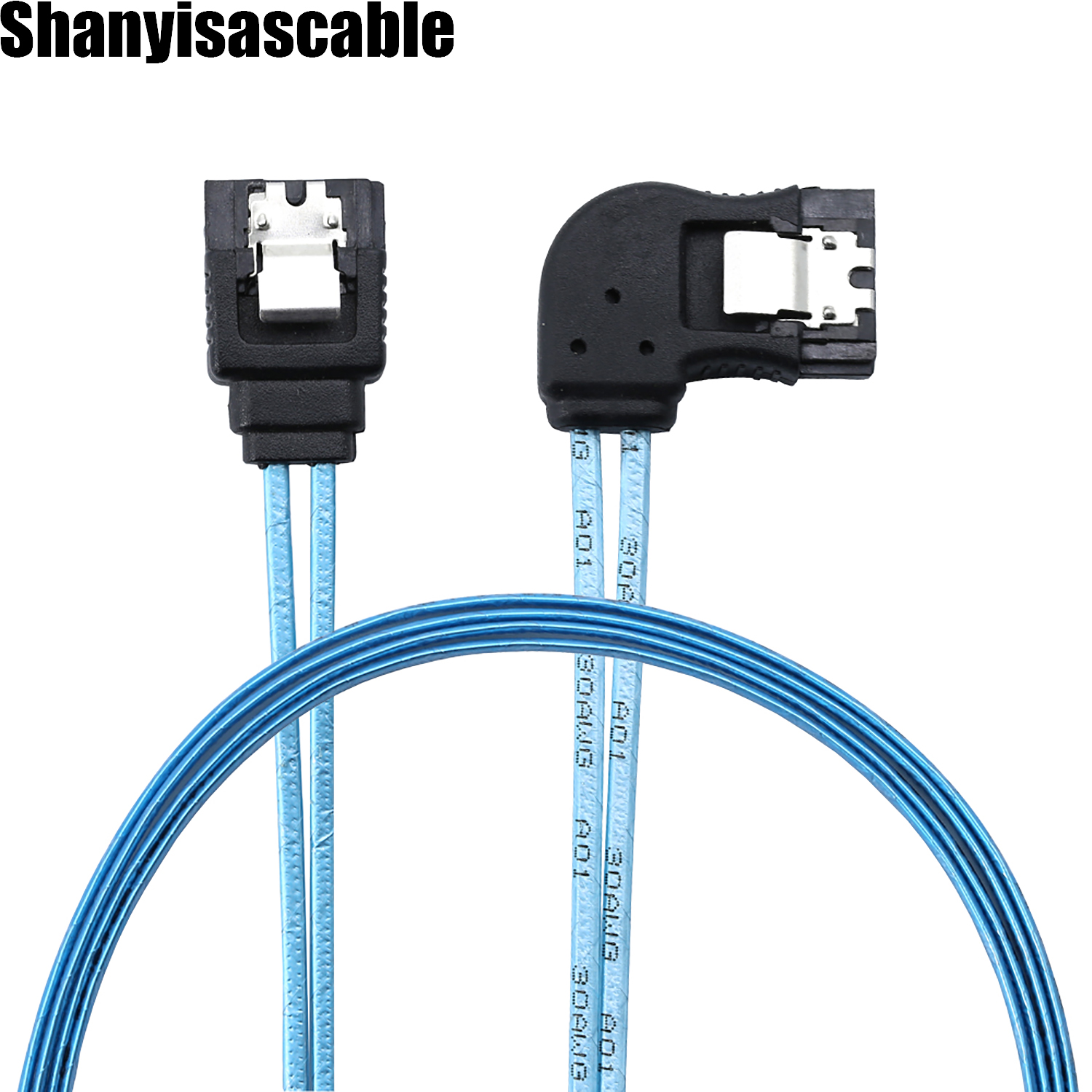 0.3M kabel danych SATA, prawy stopień seryjny ATA III 12 Gbps 7Szpilka żeńnarty robić żeńskiego płaski przewód danych z zatrzaskiem blokującym dla dysk twardy SATA: Default Title