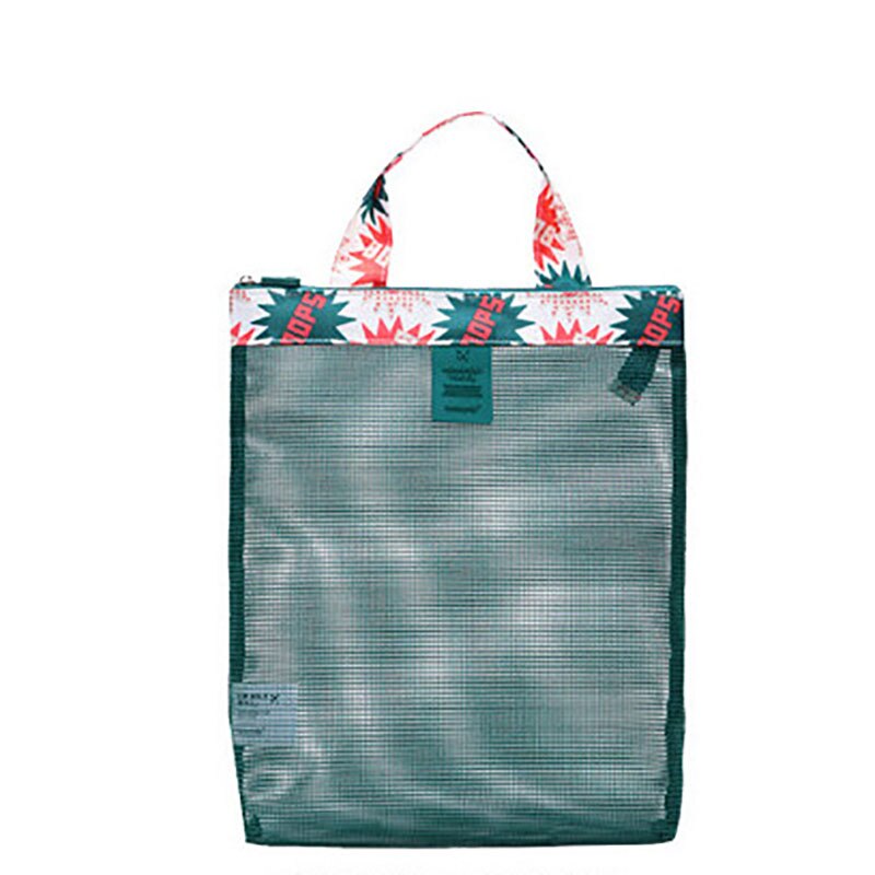 Svømning håndtaske rejser opbevaring kvinder mesh kosmetisk pose sommer strand taske bærbar bærer strand bold legetøj tøj taske: Grøn