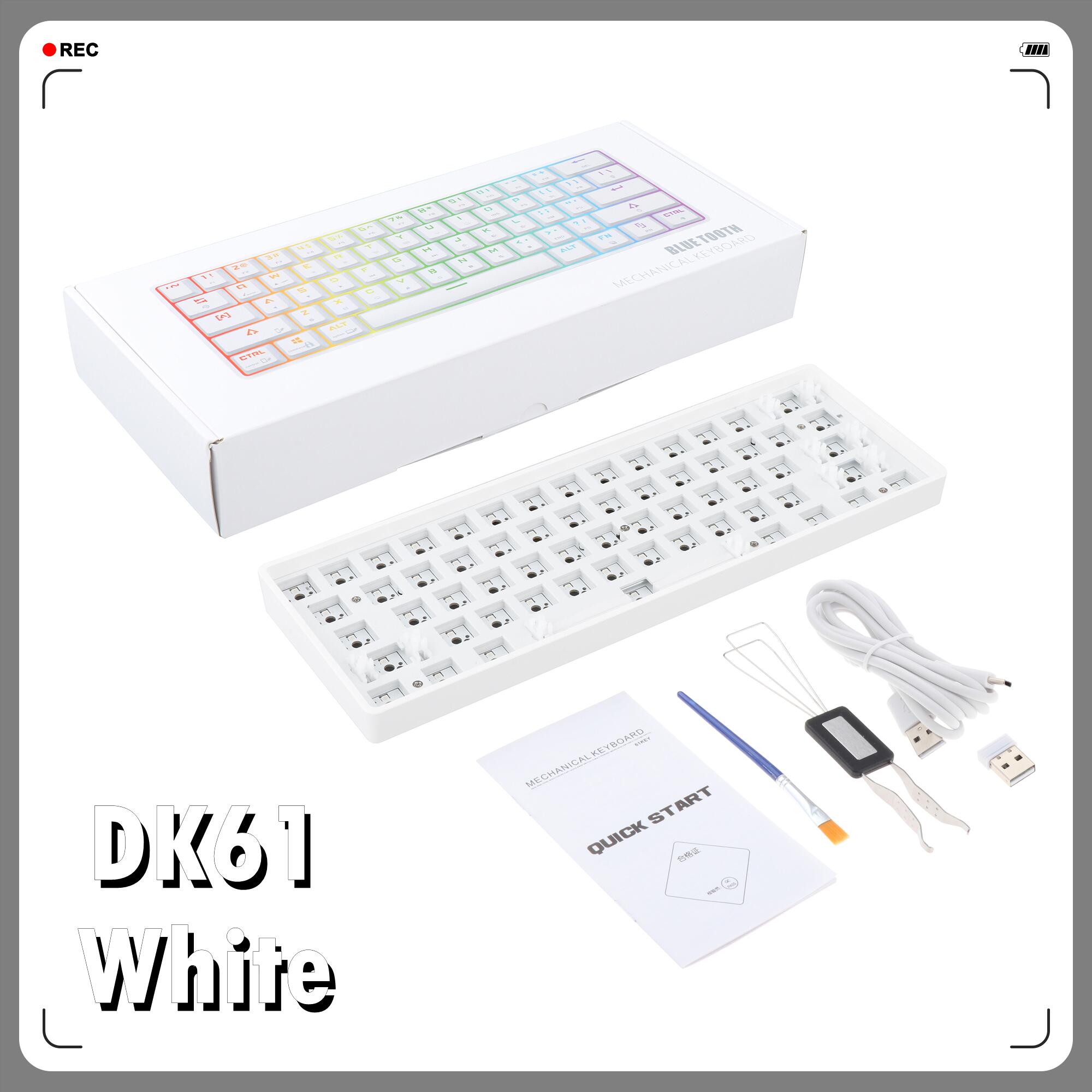 Dk61/dk68 3mode Wireless 3/5pin -swap Rgb Mechanical Keyboard Diy Kit 68 Keys 61keys Bluetooth5.0 2.4G Mechanical Keyboards: 61Keys White
