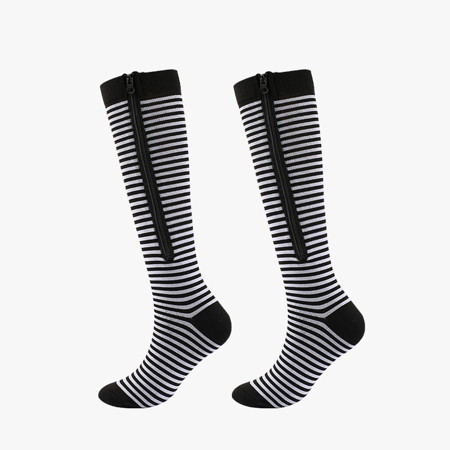 HYSAIXIA Calzini a compressione Calzini compressivi a pressione per polpaccio con cerniera Open-toe Tinta unita Uomo Donna Non coprire le dita dei piedi Calzini con zip: XL / Oro