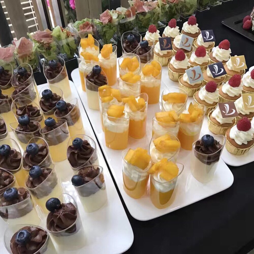 50pcs 80ml Mini Dessert Cups Clear Slanted Parfait Appetizer Cup Jelly Pudding Mousse Cup