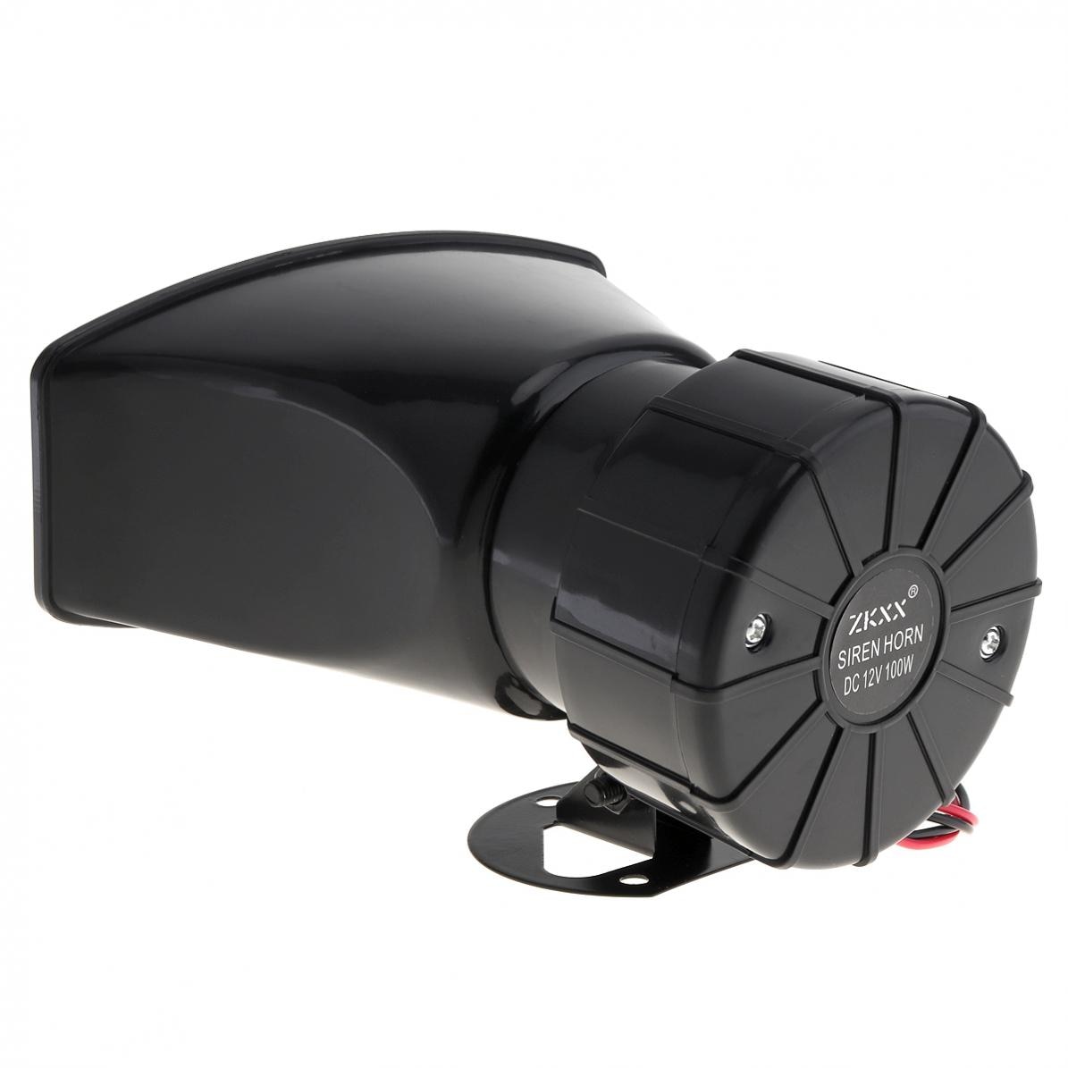 Bocina de sirena de emergencia con control remoto inalámbrico, altavoz con 7 sonidos de advertencia de coche DC12V, 100W, negro