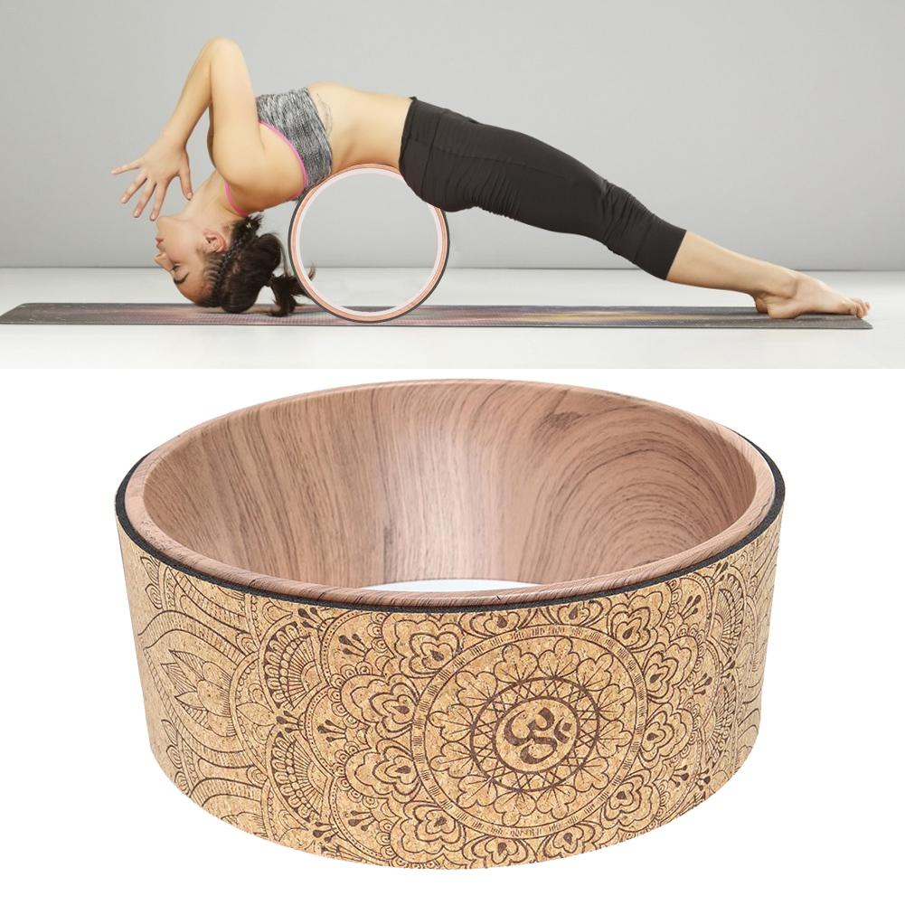 Mandala yoga hjul naturlig kork massage hjul tilbage bøjning pilates yoga cirkel skum rulle til strækning øger fleksibilitet