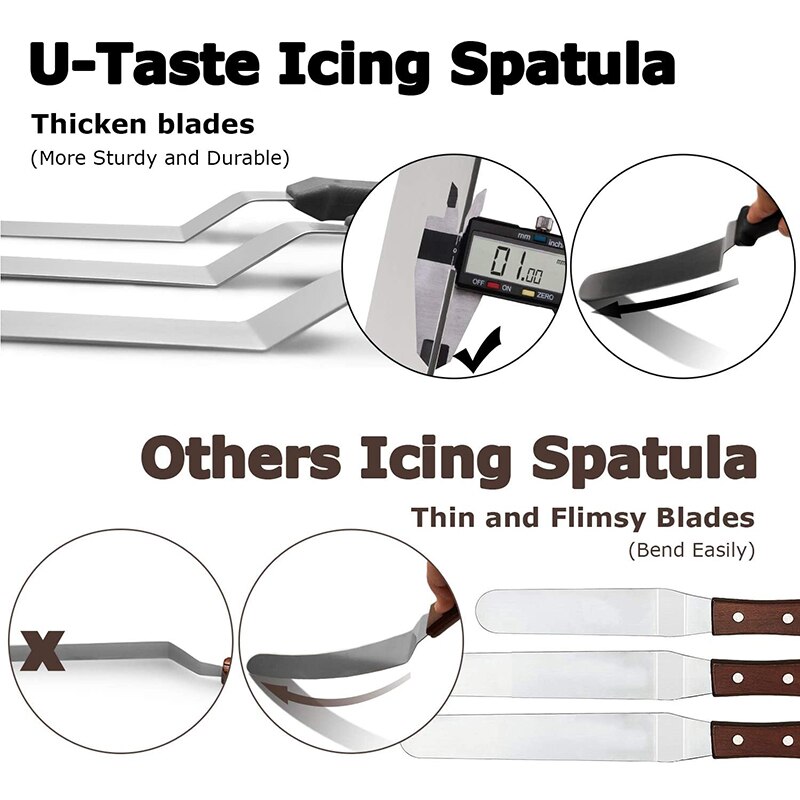 Pastry Spatel Set Van 3 Angled Spatels Rvs Icing Spatel Spatel Cake Gebak Pallet Keukengerei Zwart