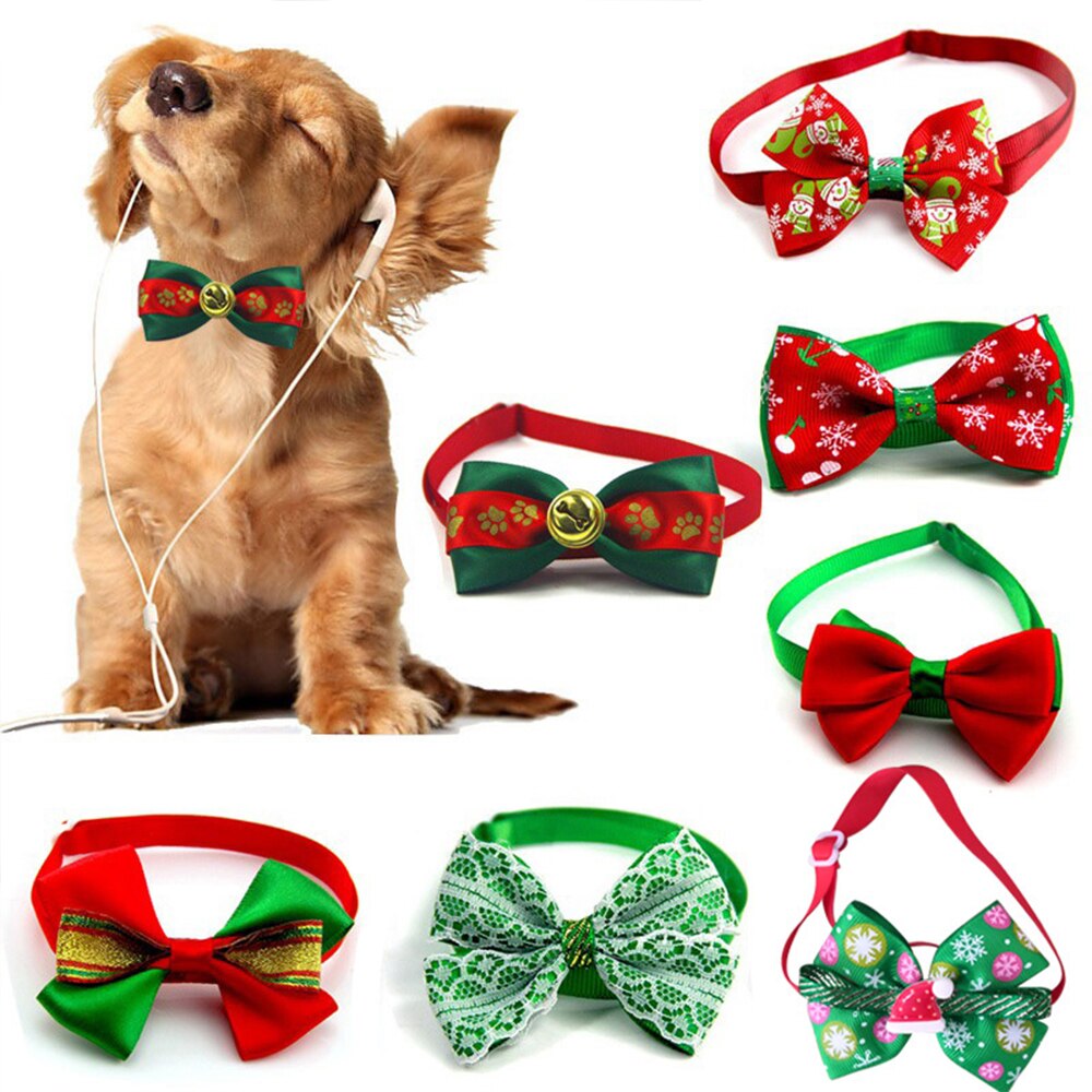 Collar navideño para perros y gatos, pajarita para perro, correa ajustable para el cuello, accesorios de aseo para perros y gatos