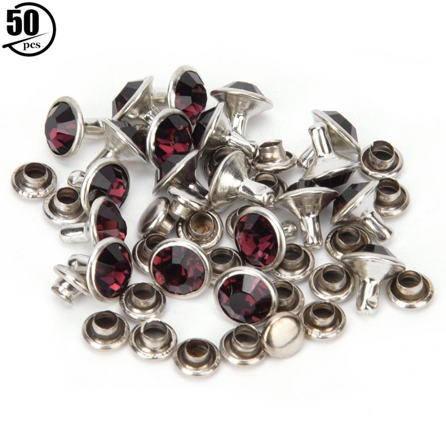 50 Sets Diamant Klinknagels Strass Klinknagels Crystal Diamond Studs Leren Craft Bag Kleding Decoratie