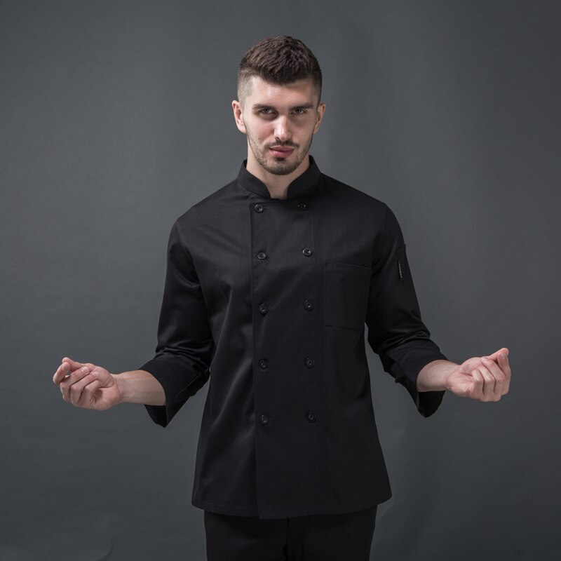 Billig hvid bomuld kokkejakker mænd dame kokkejakke kokke restaurant uniform kokkefrakke