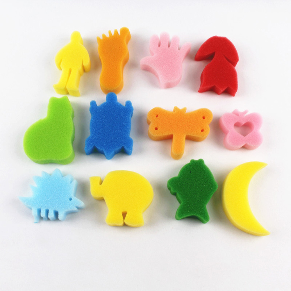 24Stck freundlicher Malerei Schwamm DIY Malerei Werkzeug Bunte Sortierte Schwamm freundlicher DIY Malerei Kunst Handwerk Bildung Spielzeug