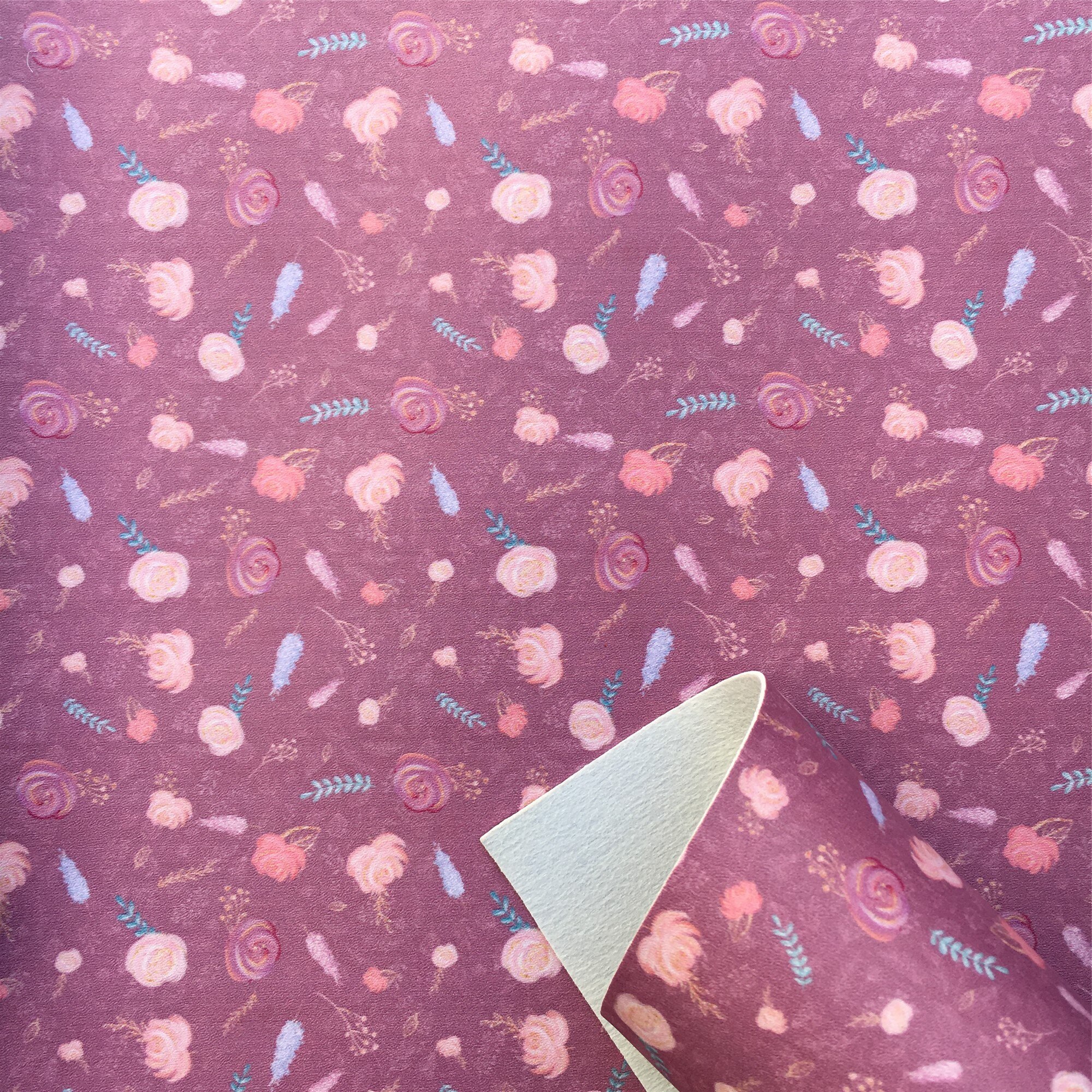 Gladde Textuur Faux Kunstleer Vel Bloemenprint Synthetisch Leer Stof Voor Bow Ambachten Diy Handgemaakte Materiaal, 1Yc20883: 1073177046 / Half Yard 50 X120cm