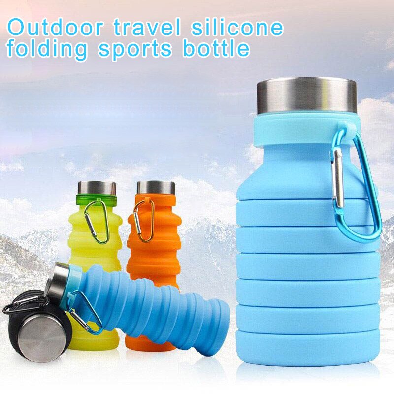 550ML de silicona plegable café taza botella para beber viaje al aire libre plegable taza MF