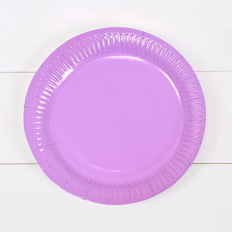 Solid Disposable Tableware Set, Party Supplies, Paper Plates, Wedding, Birthday Party Decor, Adult Favor, Black, Green, Blue,: VIOLET/紫罗兰