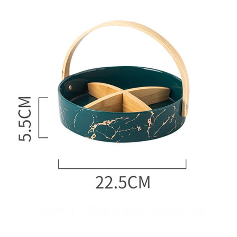 FANCITY ceramic grid plate with lid dried fruit plate fruit platter Nordic living room household fruit box snack snack: 6