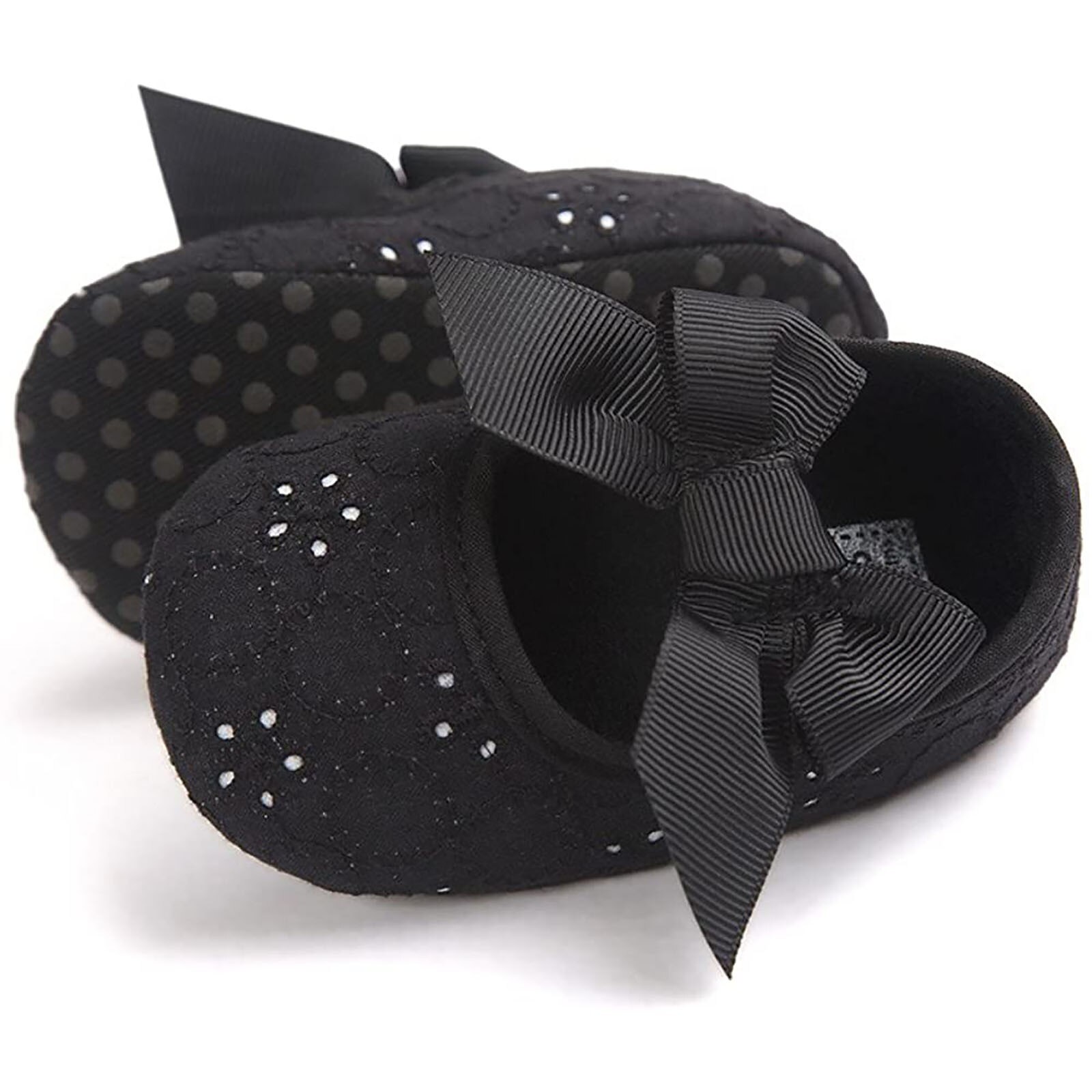 Chaussures brodées à semelle souple pour bébé fille, chaussures de princesse à nœud, tendance Kawaii,: BK / 13