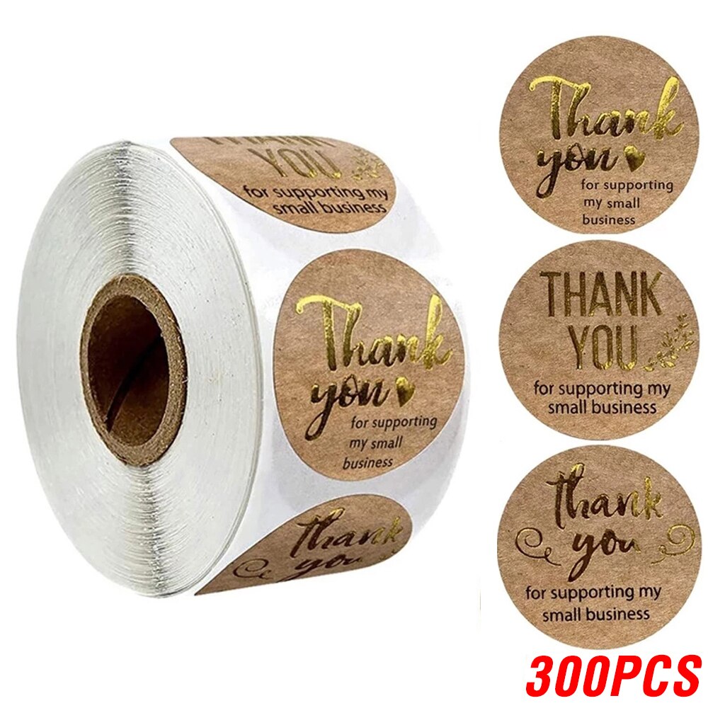 100-500Pcs Kraft Paper Self Made Sticker Met Liefde Plakboek Envelop En Verpakking Sticker Manual Maken Briefpapier label: YH19-300pcs